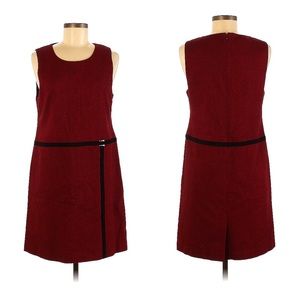 TALBOTS Red Black Wool Blend Sleeveless Sheath Dress Size 6P.